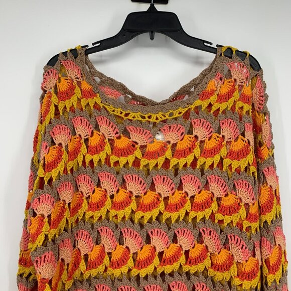 Free People Dress RARE Fan Crochet Long Sleeve Tunic Coverup - Picture 3 of 11